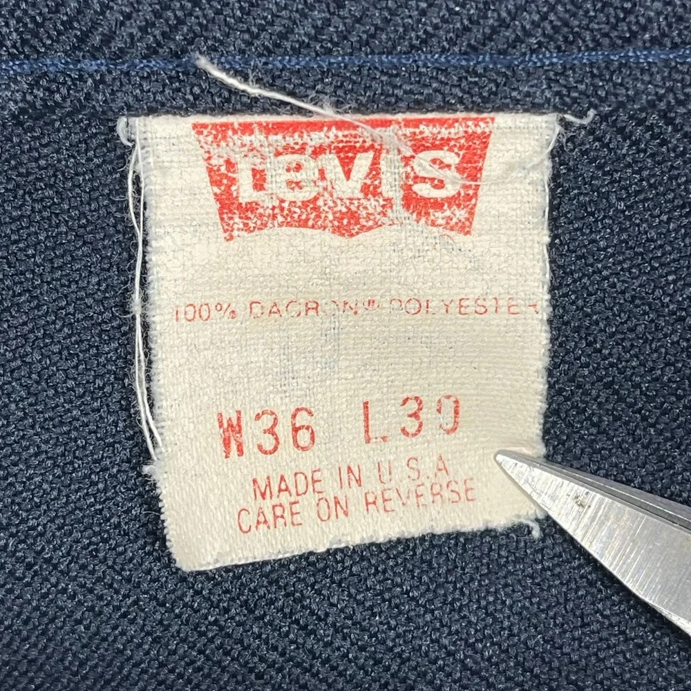 Levi's Slacks Mens 36(34)x30 Navy Blue Vintage Dacron Polyester Pants USA READ